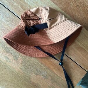 Outdoor Voices Two-Tone Bucket Hat in Tan, Brown & Orange